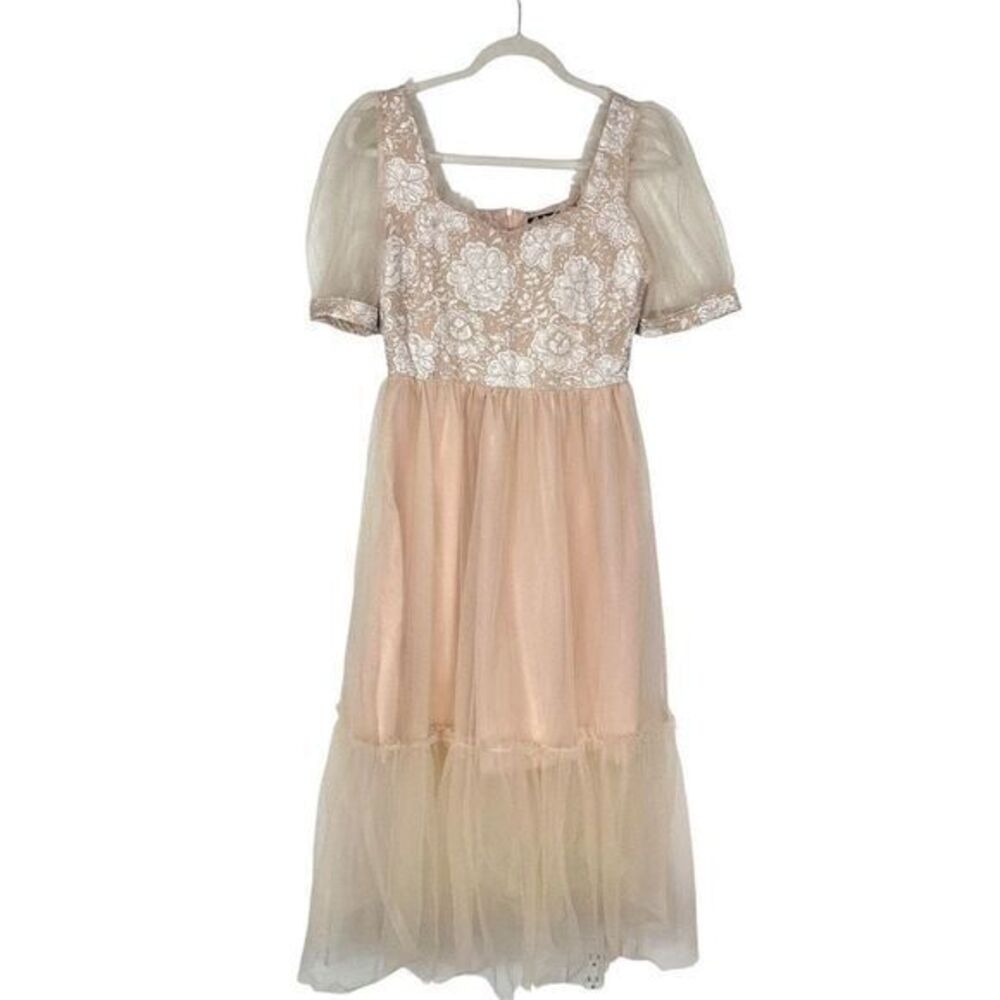 SHEIN Cream Floral Midi Dress